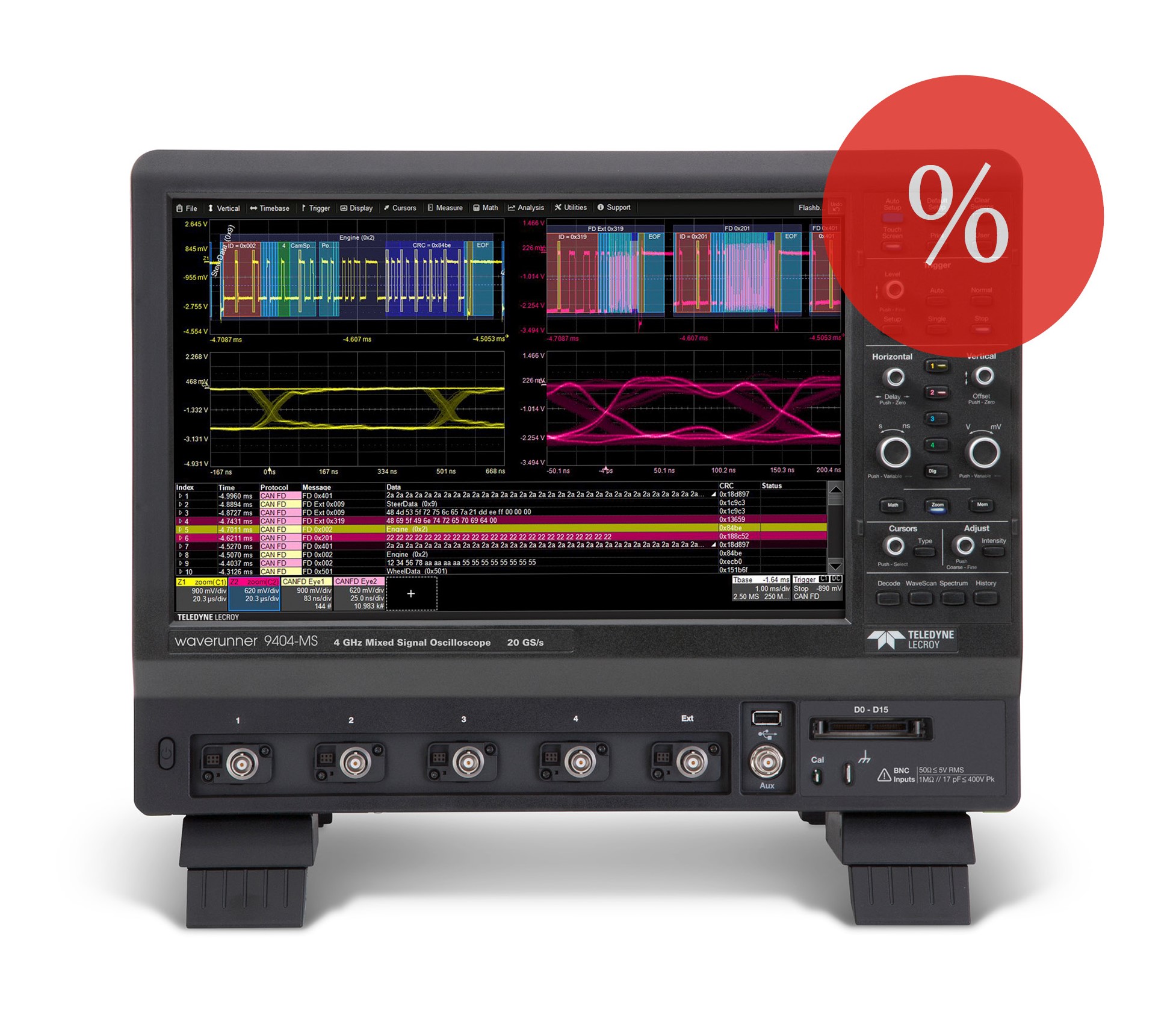 Teledyne LeCroy WaveRunner 9404-MS - 4 GHz, 4 Kanal + 16 Mixed Signal - DEMO Teledyne LeCroy WaveRunner 9404-MS - 4 GHz, 4 Kanal + 16 Mixed Signal - DEMO